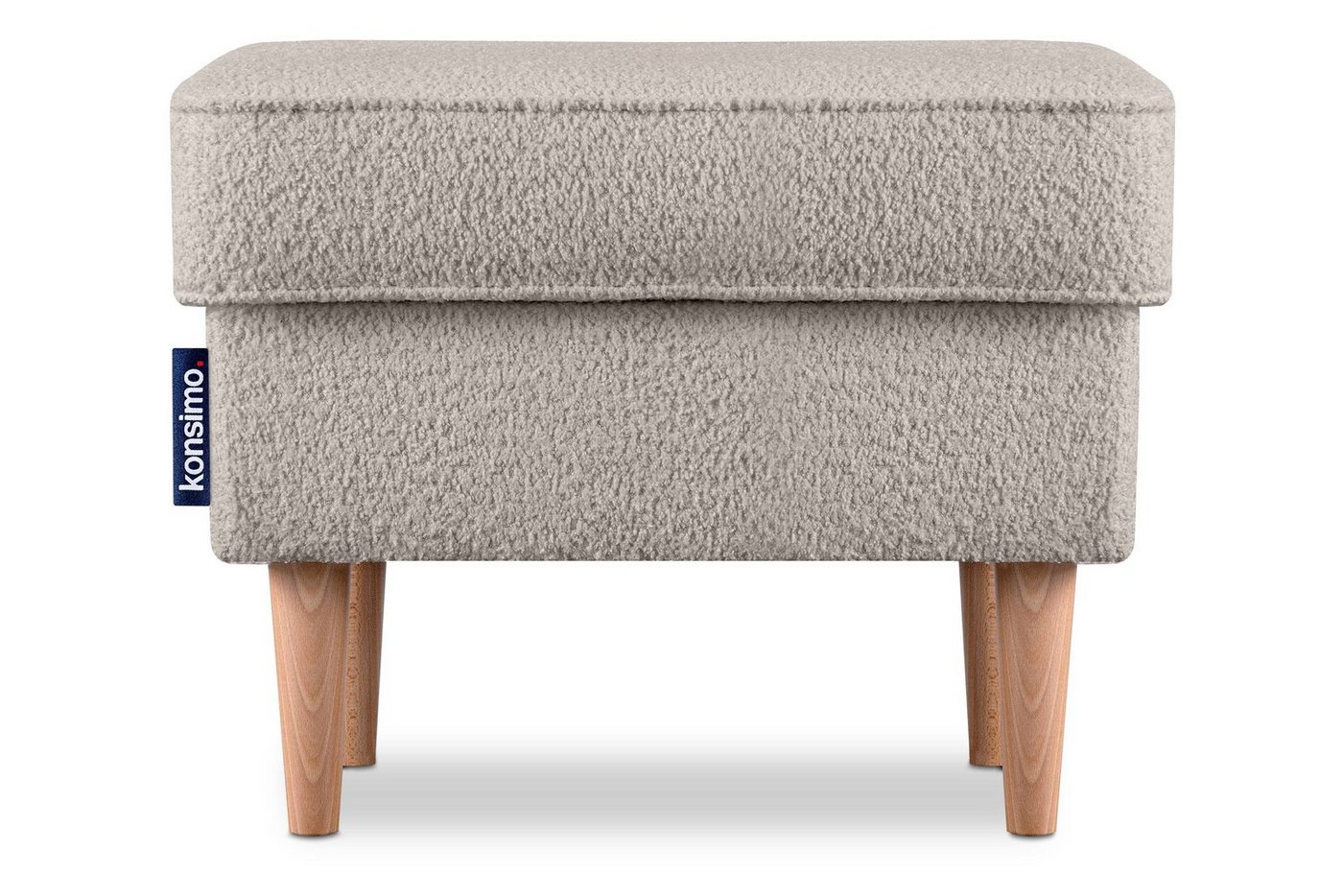 Konsimo Sitzhocker STRALIS Polstersitz Pouffe, Bouclé-Stoff, zeitloses Design, hohe Füße von Konsimo