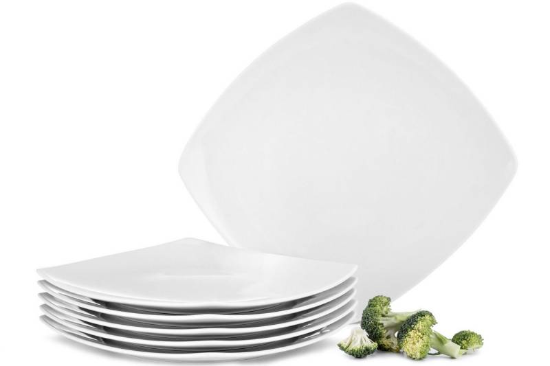 KONSIMO® Teller-Set CARLINA Speiseteller Geschirr-Set (6-tlg), 6 Personen, Porzellan, Spulmachinen- und Mikrowellengeeignet, quadratisch von KONSIMO®