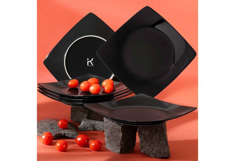 KONSIMO® Teller-Set EPIRI Geschirrset Speiseteller 6 Personen, hergestellt in der EU (6-tlg), 6 Personen, Keramik, quadratisch, Spulmachinen- und Mikrowellengeeignet von KONSIMO®