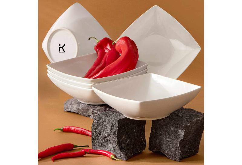 KONSIMO® Teller-Set EPIRI Geschirrset Suppenteller 6 Personen, hergestellt in der EU (6-tlg), 6 Personen, Keramik, quadratisch, Spulmachinen- und Mikrowellengeeignet von KONSIMO®