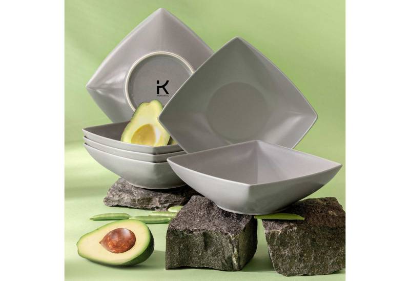 KONSIMO® Teller-Set EPIRI Geschirrset Suppenteller 6 Personen, hergestellt in der EU (6-tlg), 6 Personen, Keramik, quadratisch, Spulmachinen- und Mikrowellengeeignet von KONSIMO®