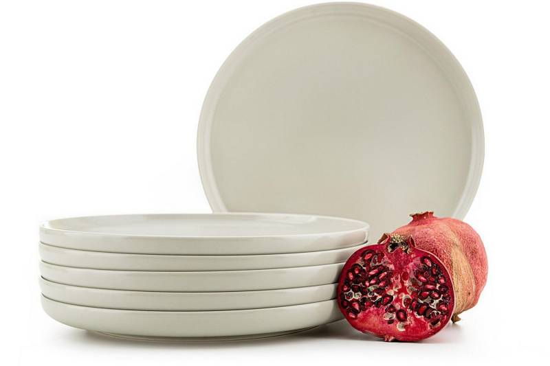 KONSIMO Teller-Set VICTO Geschirrset hergestellt in der EU (6-tlg), 6 Personen, Steingut, spülmaschinengeeignet, mikrowellengeeignet, matt, 6x Speiseteller von KONSIMO