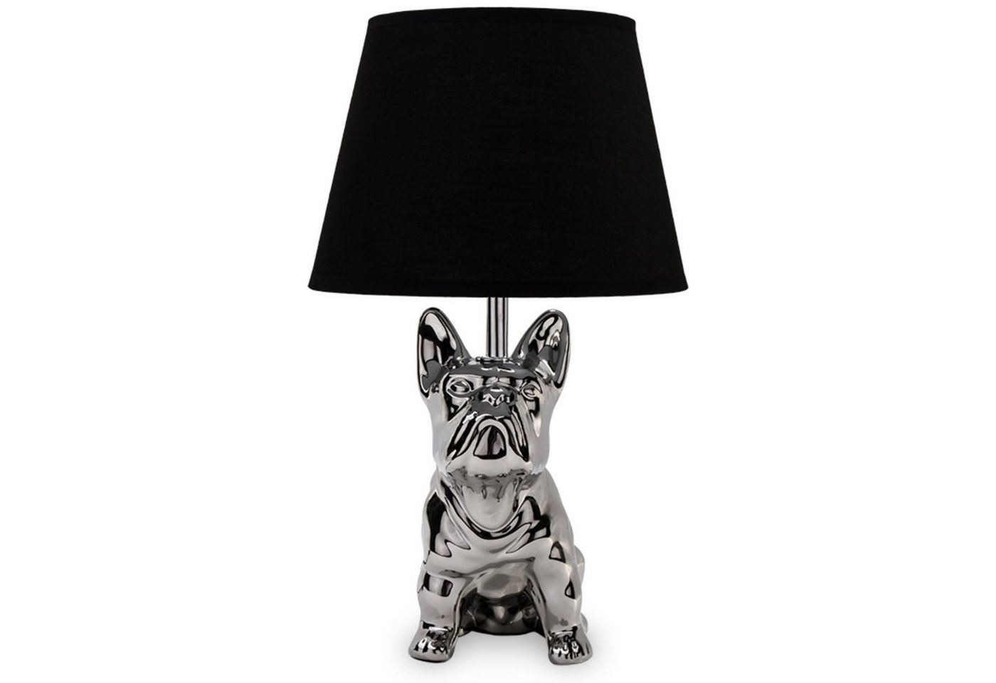 Konsimo Tischleuchte FODIO Tischlampe Tischleuchte, ohne Leuchtmittel, E14, silber/schwarz, Lampenfuß in Bulldog-Form von Konsimo