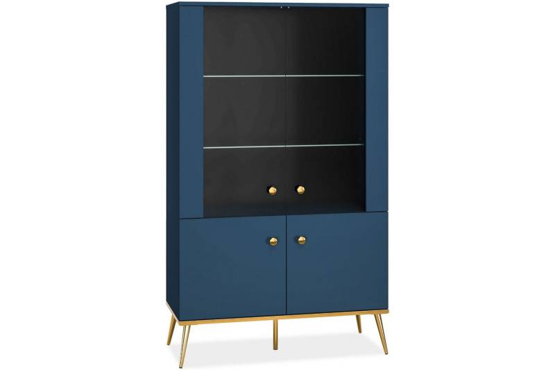 KONSIMO Glasvitrine ARICIA Vitrine hergestellt in der EU, mit Goldelementen, mit Glaseinlegeböden von KONSIMO