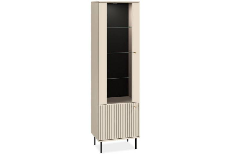 KONSIMO® Standvitrine DROMA Vitrine hergestellt in der EU, Elegant, Goldgriffe, inklusive Beleuchtung von KONSIMO®