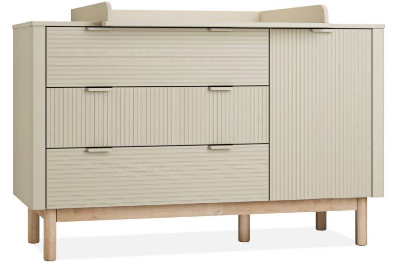 KONSIMO Wickelkommode LOTTI Kommode mit Wickeltisch, Kombikommode, hergestellt in der EU, geriffelte Front, Wickelaufsatz KONSIMO Wickelkommode LOTTI Kommode mit Wickeltisch, Kombikommode, hergestellt in der EU, geriffelte Front, Wickelaufsatz von KONSIMO