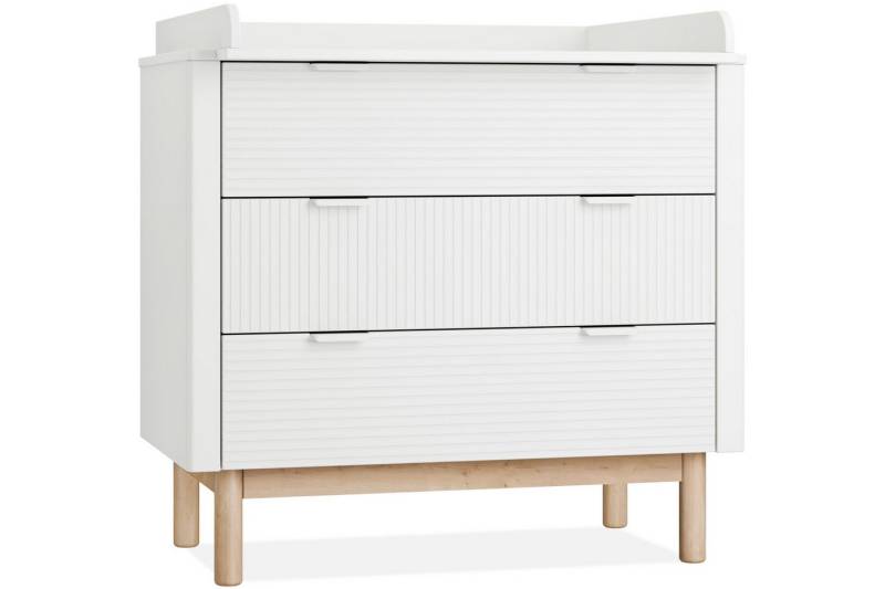 KONSIMO Wickelkommode LOTTI Kommode mit Wickeltisch, hergestellt in der EU, geriffelte Front, mit Wickelaufsatz von KONSIMO