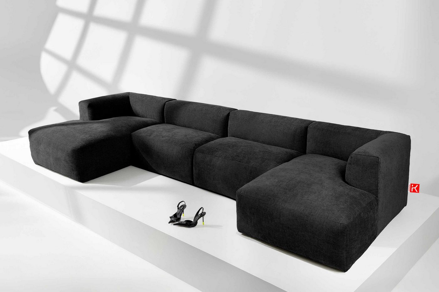 Konsimo Wohnlandschaft BUFFO Ecksofa U-Form, extrem weicher und bequemer Sitz, hergestellt in der EU, 7-8-Sitzer von Konsimo