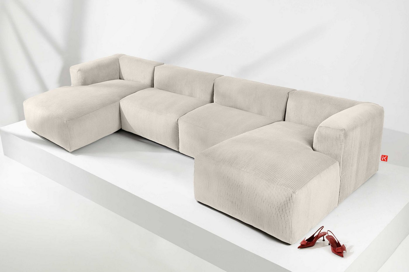 Konsimo Wohnlandschaft BUFFO Ecksofa U-Form, extrem weicher und bequemer Sitz, hergestellt in der EU, 7-8-Sitzer von Konsimo