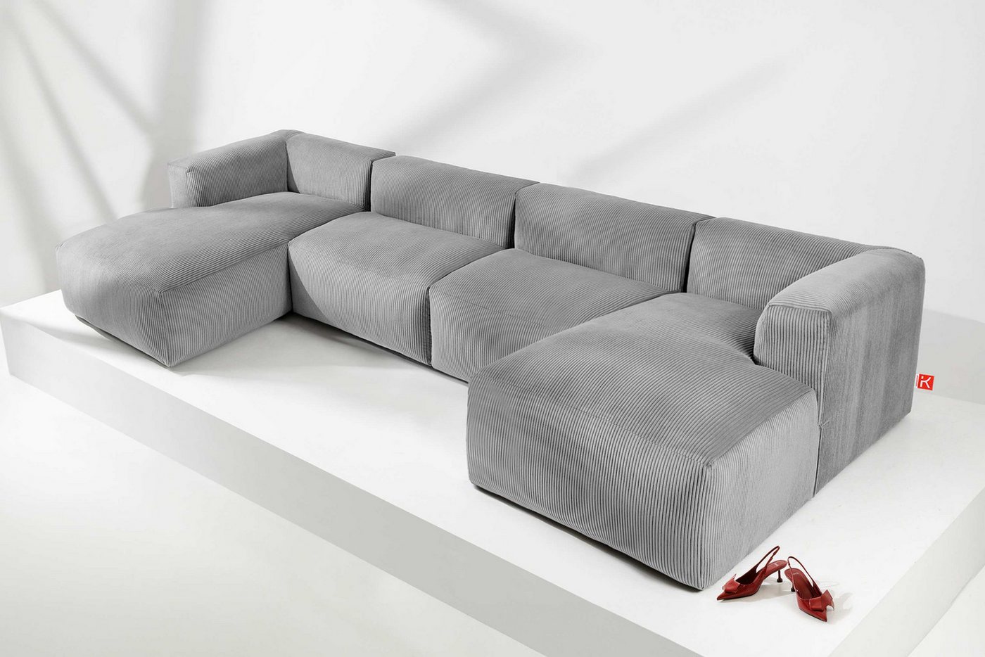 Konsimo Wohnlandschaft BUFFO Ecksofa U-Form, extrem weicher und bequemer Sitz, hergestellt in der EU, 7-8-Sitzer von Konsimo