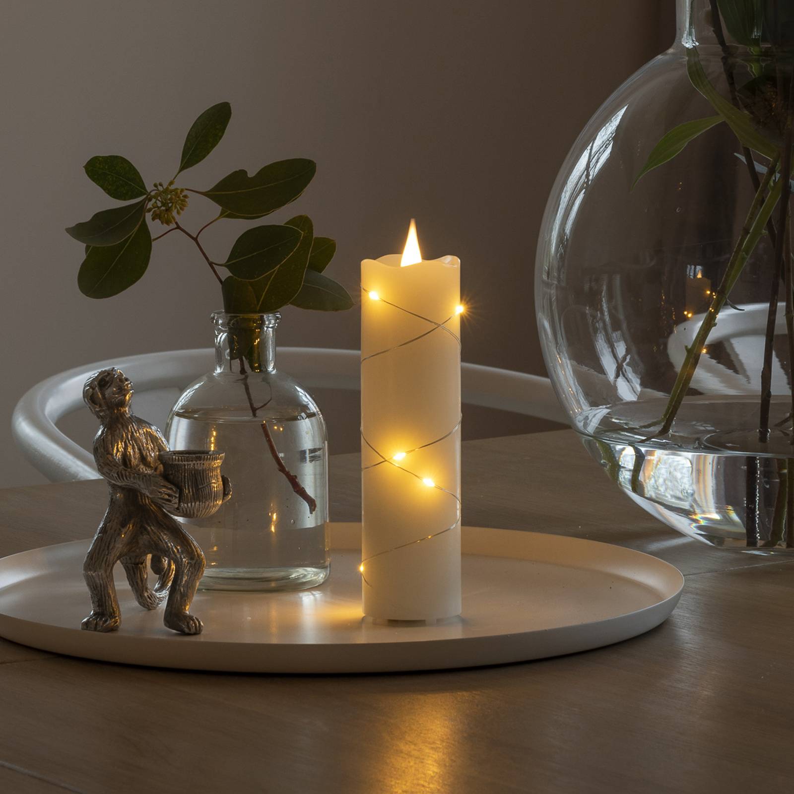 LED-Wachskerze creme Lichtfarbe Bernstein 17,8 cm von Konstsmide Christmas