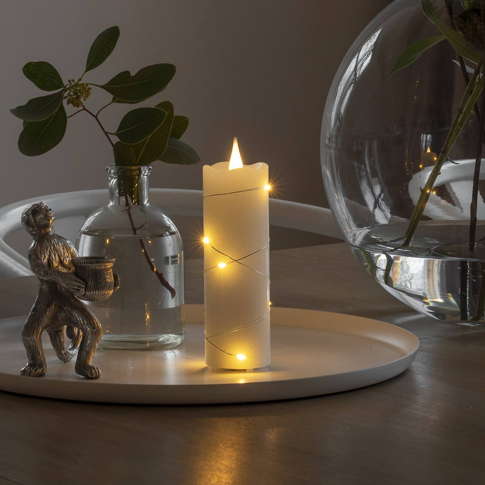 LED-Wachskerze weiß Lichtfarbe Warmweiß 12,7 cm von Konstsmide Christmas