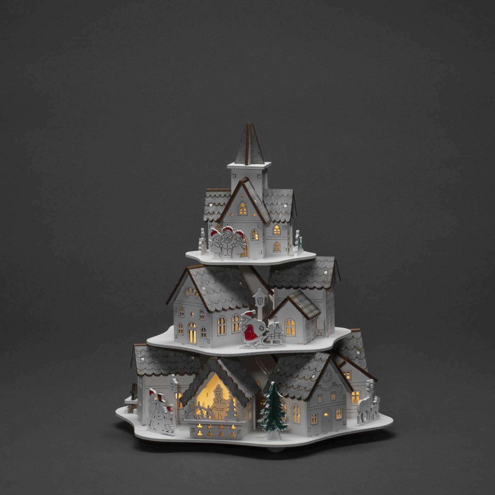 LED-Dekoleuchte Holzsilhouette Häuser, weiß von Konstsmide Christmas