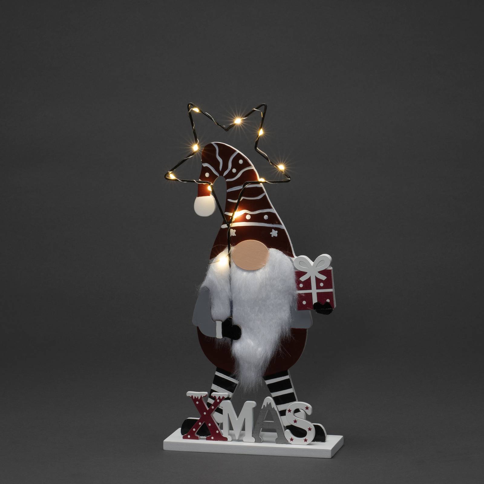 LED-Dekoleuchte Santa mit Stern, batteriebetrieben von Konstsmide Christmas