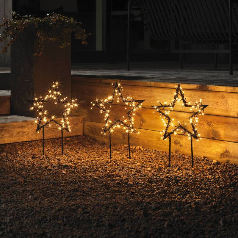 LED-Metallstern mit Erdspießen 3er-Set, IP44 LED-Metallstern mit Erdspießen 3er-Set, IP44 von Konstsmide Christmas