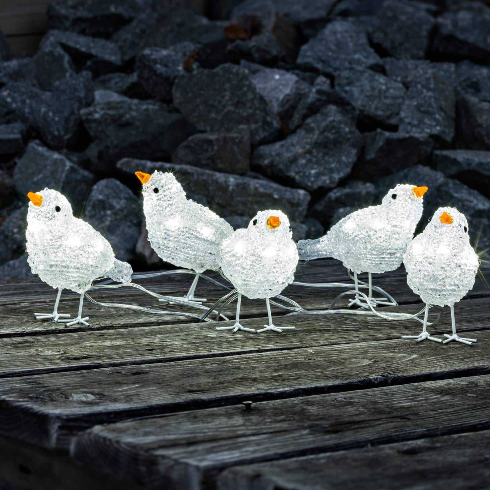 Niedliche Außen-Deko LED Vogelquintett von Konstsmide Christmas