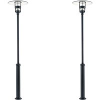 Konstsmide - 2er Set Mastleuchte / Gartenlaterne freja, Höhe 232 cm, Alu schwarz / Glas klar von Konstsmide