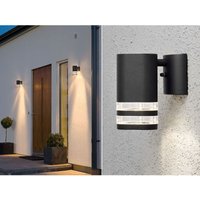 Konstsmide - 2er-Set Wandleuchten modena Aluminium schwarz Downlight GU10, Höhe 15,5 cm, IP44 von Konstsmide