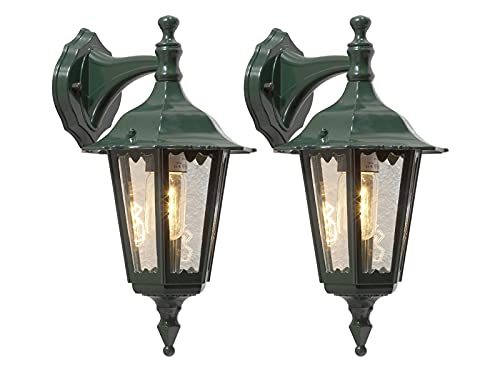 2er-Set hängende Wandleuchten FIRENZE, E27, Aluminium grün, Höhe 39 cm; KONSTSMIDE 7231-600 von Konstsmide