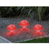 3-er Set led Solarleuchten, Rot mit Erdspieß Höhe 27,5 cm von Konstsmide