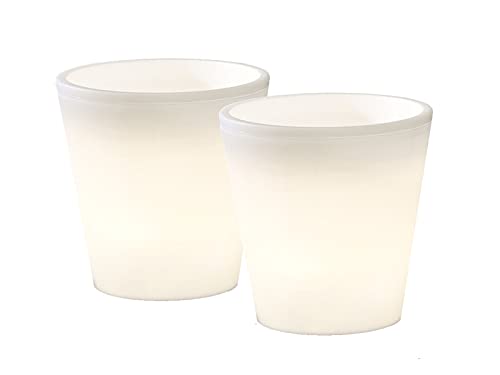 Beleuchteter Blumenkübel im 2er Set Outdoor LED Blumentopf Ø 37cm 6m Zuleitung & Trafo IP44 - Terrassenbeleuchtung von Konstsmide