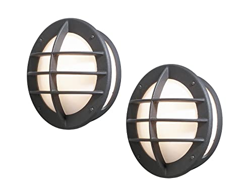 KONSTSMIDE 2er Set Außenwandleuchte / Wandlampe ODEN 31cm, Alu schwarz lackiert, Acrylglas opal, 515-752 von Konstsmide