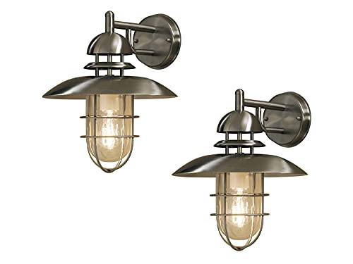 KONSTSMIDE 2er Set Außenwandleuchte / Wandlampe SORRENTO in Edelstahl, Laterne außen IP44, 7319-000 von Konstsmide