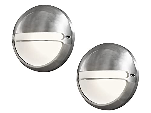KONSTSMIDE 2er Set dimmbare Außenwandleuchte TORINO Aluminium / Acrylglas opal, Ø 26cm, Außenleuchte modern, 7333-000 von Konstsmide