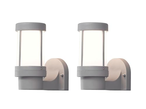 KONSTSMIDE 2er Set dimmbare Wandleuchten SIENA in Grau, Acrylglas opal, Außenbeleuchtung modern, 7513-302 von Konstsmide