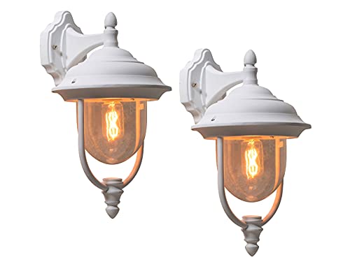 KONSTSMIDE 2er-Set hängende Wandleuchten PARMA, Aluminium weiß, E27, IP43; 7222-250 von Konstsmide