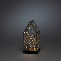 Konstsmide LED Glaslaterne, holz/metall, BxHxL: 11 x 24,5 x 11 cm, inkl. Leuchtmittel - schwarz von Konstsmide