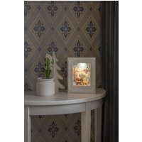 KONSTSMIDE LED Laterne "Weihnachtsdeko", 1 flammig, Leuchtmittel LED-Modul  LED fest integriert, Wasserlaterne, antik weiß, Bilderrahmen, "Weihnachtsmann mit Tieren" von Konstsmide