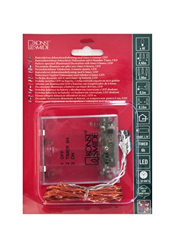 Konstsmide Micro LED Lichterkette, 6h Timer, 40 warm weiße Dioden, batteriebetrieben, Innen, messingfarbener Draht - 1461-180 Konstsmide Micro LED Lichterkette, 6h Timer, 40 warm weiße Dioden, batteriebetrieben, Innen, messingfarbener Draht - 1461-180 von Konstsmide