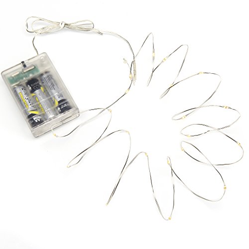 Konstsmide 1461-190 Micro LED Lichterkette / für Innen / VDE geprüft / Batteriebetrieben: 4xAA 1.5V (exkl.) / 6h Timer /40 warm weiße Dioden / silberfarbener Draht von Konstsmide