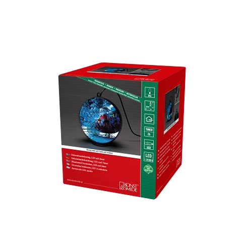 Konstsmide 1560-700 3D Hologrammkugel mit Winterlandschaft, 2H Timer, aufstell- oder hängbar, 64 Dioden, Innen (USB), Schwarz, 64 LEDs von Konstsmide
