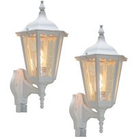 Konstsmide - 2er-Set Wandleuchten firenze mit Bewegungsmelder E27, Aluminium weiß, Höhe 48 cm von Konstsmide