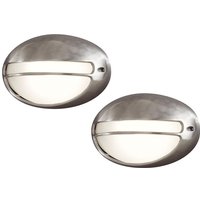 Konstsmide - 2er Set dimmbare Außenwandleuchte torino oval, Aluminium / Acrylglas opal von Konstsmide
