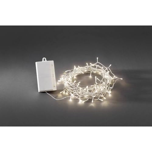 Konstsmide 3719-103 LED Lichterkette / für Außen (IP44) / Batteriebetrieben: 4xD 1.5V (exkl.) / 6h-Timer / mit 8 Funktionen, Steuergerät und Memoryfunktion / 128 warm weiße Dioden / transparentes Kabel von Konstsmide