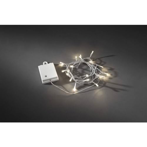 Konstsmide 3724-103 LED Lichterkette / für Außen (IP44) / Batteriebetrieben: 4xAA 1.5V (exkl.) / 40 warm weiße Dioden / mit Schalter / 6h Timer / 8 Funktionen und Memoryfunktion / transparentes Kabel, Bernstein, 40 LEDs von Konstsmide