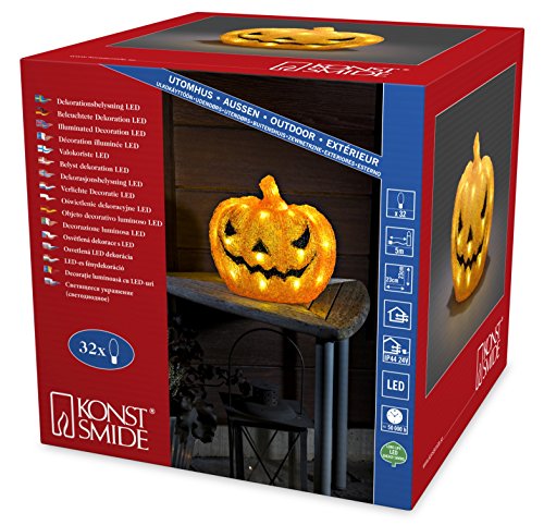 Konstsmide 6146-203 LED Acrylfigur Kürbis / für Außen (IP44) / 24V Außentrafo / 32 kalt weiße Dioden / transparentes Kabel silber von Konstsmide