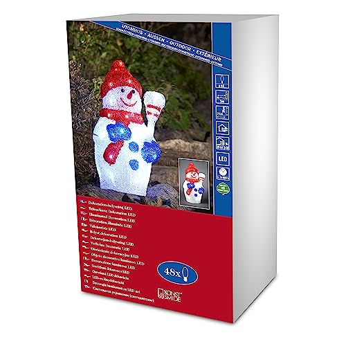 Konstsmide LED Acrylfigur "Schneemann" / für Außen (IP44) / 24V Außentrafo / 48 kalt weiße Dioden / transparentes Kabel, 6154-203, 60 x 60 cm, Rot von Konstsmide