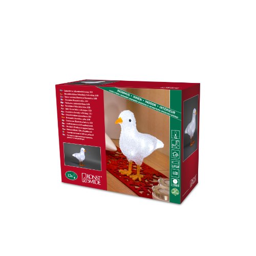 Konstsmide 6179-203 LED Acrylfigur "Möwe" / für Innen (IP20) / Batteriebetrieben: 3xAA 1.5V (exkl.) / 12 kalt weiße Dioden, one size, Weiß von Konstsmide