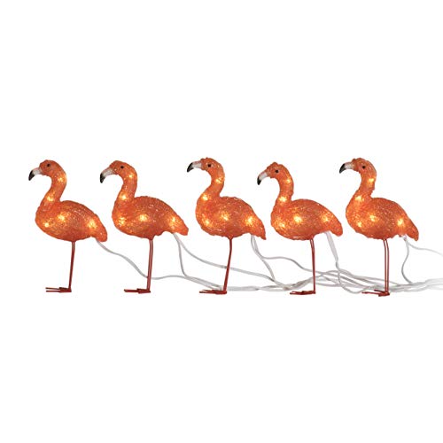 Konstsmide 6267-803 Acryl-Figur Flamingo 5er Set LED Bernstein von Konstsmide