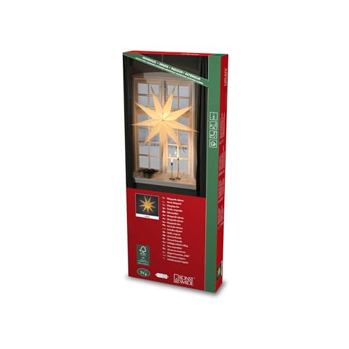 Konstsmide Beiger Papierstern, 9 Zacken, inkl Anschlusskabel mit an/aus Schalter, ohne Leuchtmittel, E14 Lampenhalterung, 230V, Innen, weißes Kabel - 2919-370FSC Konstsmide Beiger Papierstern, 9 Zacken, inkl Anschlusskabel mit an/aus Schalter, ohne Leuchtmittel, E14 Lampenhalterung, 230V, Innen, weißes Kabel - 2919-370FSC von Konstsmide