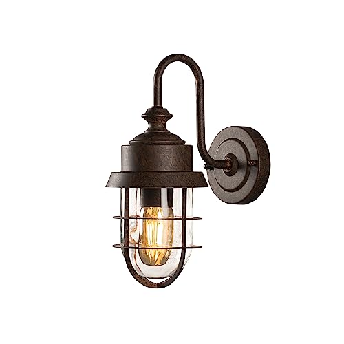 Konstsmide Cerignola Wandleuchte | E27 | rostfarben | Stahl/klares Glas | 7351-970, 14 cm (L)/31 cm (B)/21,5 cm (H) von Konstsmide