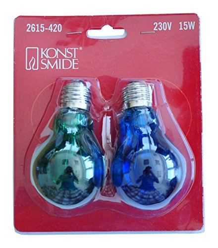 Konstsmide Ersatzbirne, 2er-Blister, blau/grün, 230V, 15W, E27 Schraubgewinde - 2615-420 Konstsmide Ersatzbirne, 2er-Blister, blau/grün, 230V, 15W, E27 Schraubgewinde - 2615-420 von Konstsmide