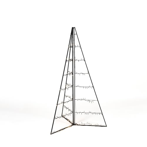 Konstsmide LED 3D Metall Pyramide, faltbar, inkl. Erdspieße, 651 bernsteinfarbene Dioden, 12V, Außen (IP44), 5,99W, schwarzes Kabel - 4793-870 von Konstsmide