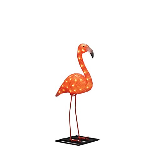 Konstsmide LED Acryl Flamingo, klein, 48 bernsteinfarbene Dioden, 24V Außentrafo, weißes Kabel - 6272-803, 65 cm, Bernstein von Konstsmide
