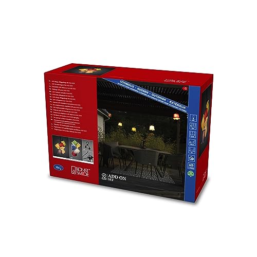 Konstsmide LED Biergartenketten System Erweiterung, 10 bernsteinfarbene Dioden, Außen (IP44), schwarzes Kabel - 4143-850 von Konstsmide