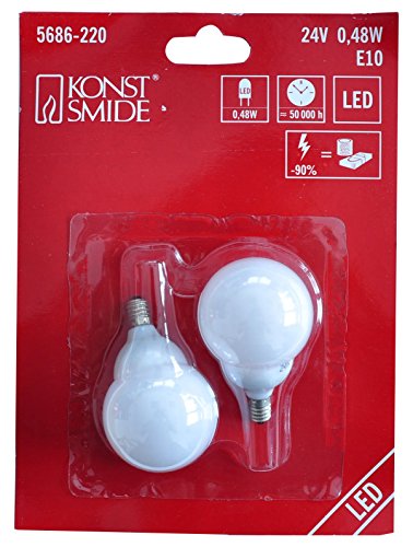 Konstsmide LED Birne für Biergartenketten, 2er-Blister, 3 kalt weiße Dioden, 24V, 0.24W, E10 Schraubgewinde - 5686-220 Konstsmide LED Birne für Biergartenketten, 2er-Blister, 3 kalt weiße Dioden, 24V, 0.24W, E10 Schraubgewinde - 5686-220 von Konstsmide